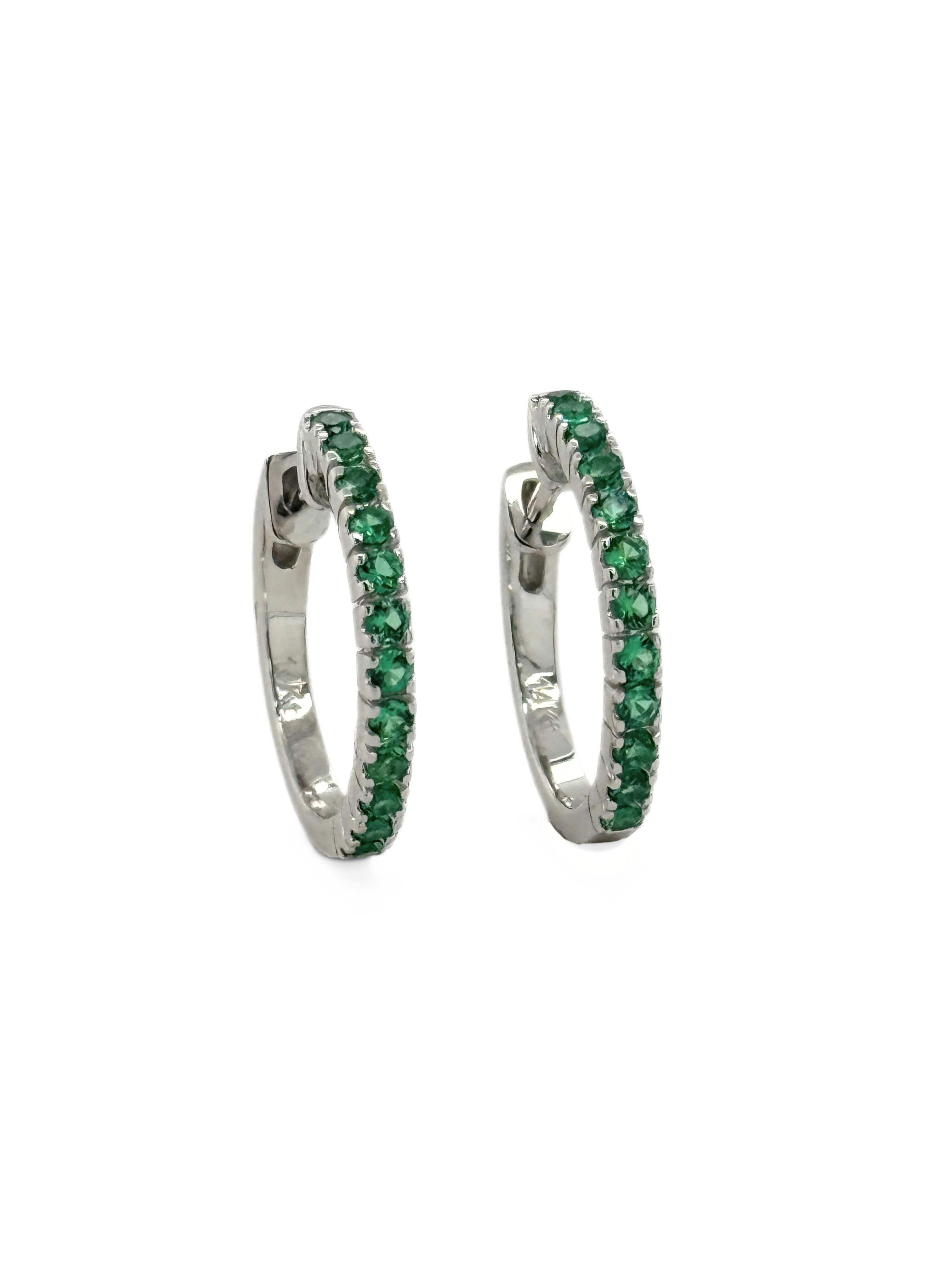 EMERALD HUGGIE EARRINGS-11565845